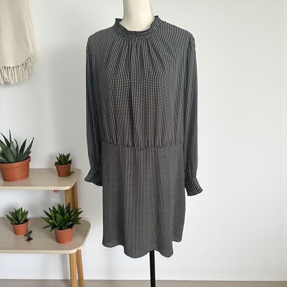 H&M Black White Patterned Long Sleeve Dress Size XL - Picture 1 of 8